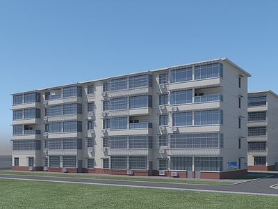 现代多层住宅楼 现代 住宅区 小区外立面改造