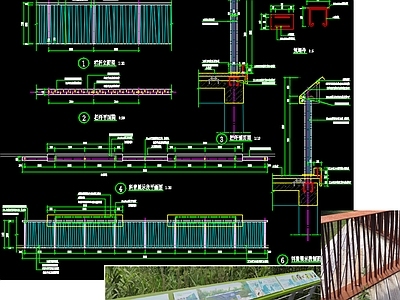 现代其他景观 钢结构栏杆 生态科普牌 特色钢木栏杆 施工图
