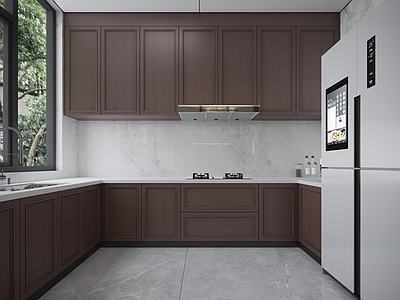 新中式封闭式厨房 新中式厨房 厨房电器设备