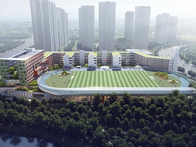 现代简约学校建筑 中小学建筑 教学楼 宿舍楼 综合楼 运动场 施工图