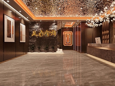 现代足浴店 足浴会所 会所大厅 会所大堂 会所前台
