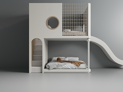 简约奶油上下床 实木床 上床下桌床 皮质床 布艺床