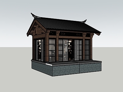 新中式中式古建筑 中式茶室 古建筑 木构建筑