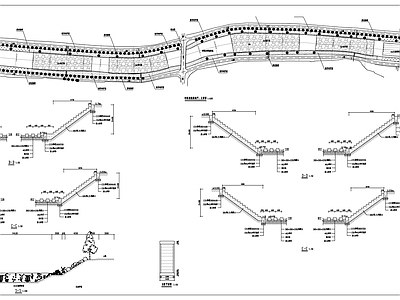 现代道路绿化 河道人工湿地 施工图