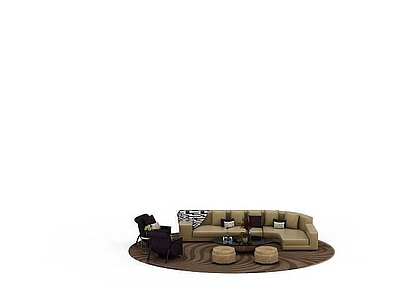 现代真皮沙发组合