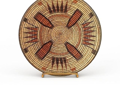 现代摆件组合 现代几何条纹盘子陈设品