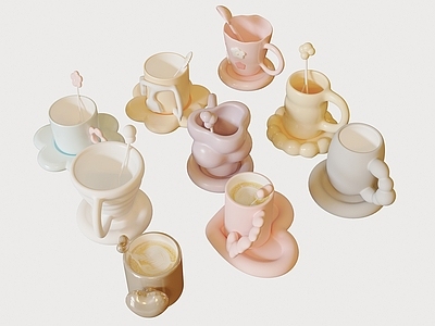 杯子 现代奶油风咖啡杯 咖啡杯 玻璃杯 水杯