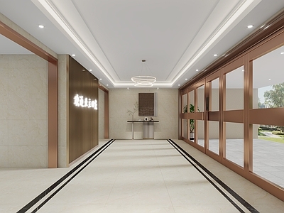 现代其他公共空间 现代小区入户大厅