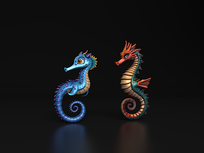 水生类动物 海马 卡通海马 鱼类 海洋动物 海洋鱼 Q版鱼