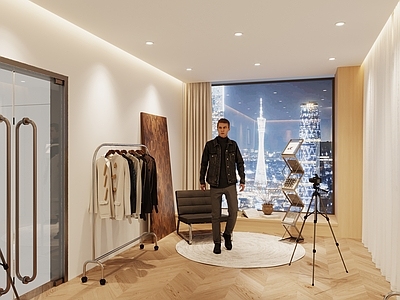 现代直播间 服饰衣架 服装带货直播间 家居直播间 直播设备 杂志架