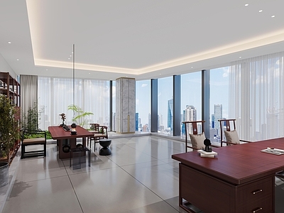 中式办公室 董事长办公室 中式 红木