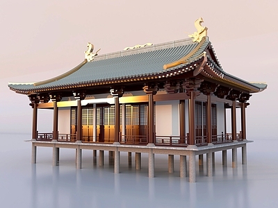 中式中古古建 古建 大雄宝殿 祠堂 寺庙
