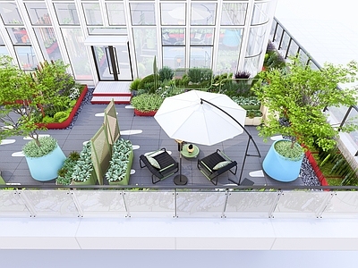 简约现代屋顶花园 现代 屋顶花园 办公 露台