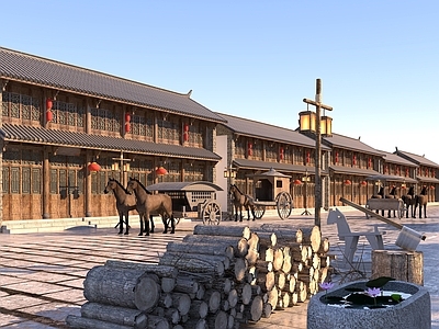 中古复古古建 古建 商业街 中式建筑 商铺 小镇