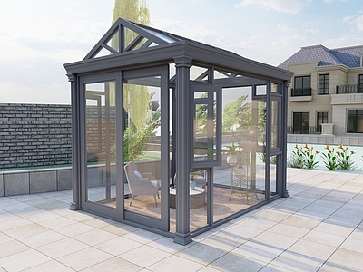 现代极简亭子 四角亭 阳光房 现代阳光房 户外阳光房 异形凉亭