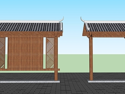 新中式中式其他景观小品 宣传栏