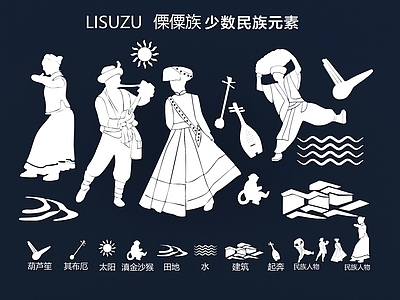 现代挂件 傈僳族元素剪影