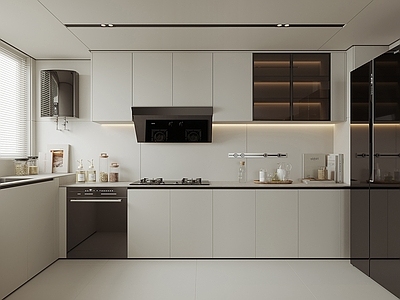 现代封闭式厨房 u型厨房