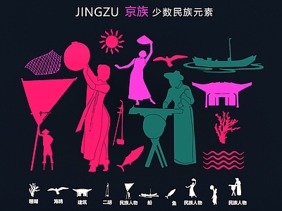 现代挂件 京族民族剪影