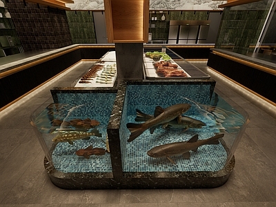 现代原木中餐厅 中餐厅明档