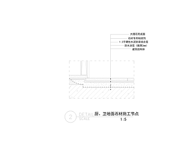 地面综合节点 厨卫地面石材施工 施工图