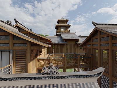 新中式古建筑 仿古宅院