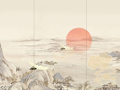 新中式中式硬包 布艺硬包 山水硬包 硬包背景墙