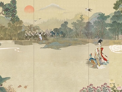 中式新中式硬包 布艺硬包 山水硬包 硬包背景墙