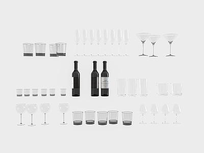 现代摆件组合 现代极简摆件组合 酒具 酒杯 玻璃