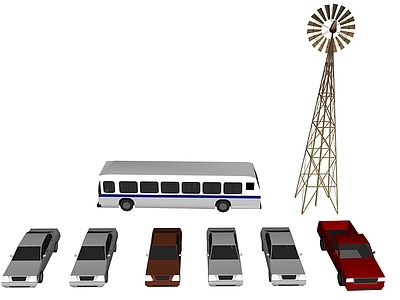 汽车 汽车 大巴车 轿车 汽车集合 景观塔
