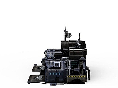现代办公大厅 红色警戒建筑物游戏场景