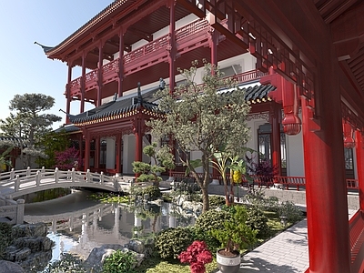 中式中古古建 古建 园林 中式建筑 小镇 民宿
