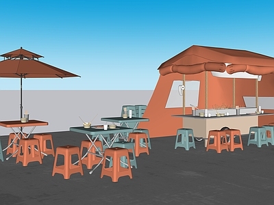 现代极简餐饮建筑 烧烤摊 串串火锅 小摊贩 外摆 城市更新
