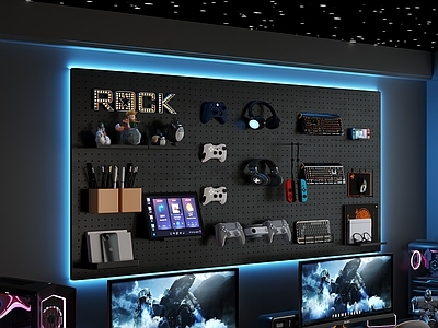 现代电竞房 电竞房 洞洞板