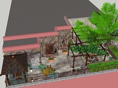 现代屋顶花园 庭院景观