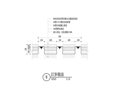 地面综合节点 景观汀步作法 施工图