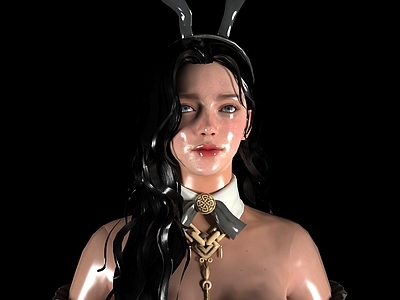 女人 黑发兔子欧美女人 美女女性人物 卡通动漫女生 模特小姐姐皮衣