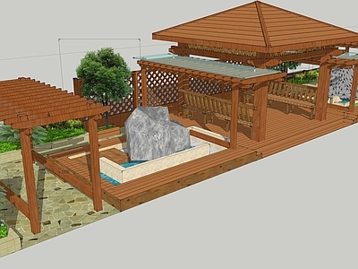 原木庭院小品 庭院景观