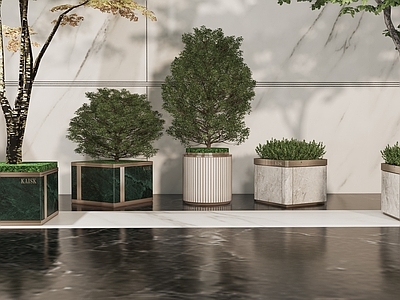 现代其他景观小品 现代花钵 移动花箱 移动树池 商业外摆 植物 盆栽