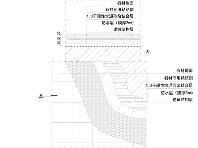 地面综合节点 地面石材施工节点 施工图