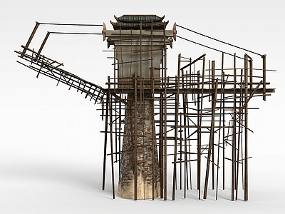 现代办公大厅 剑灵游戏场景建筑