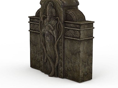 现代办公大厅 剑灵场景神像石碑