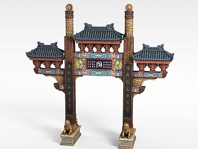 现代妆台妆凳 剑灵场景牌楼