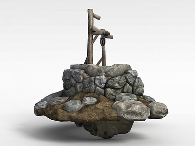 现代办公大厅 剑灵游戏建筑场景古井