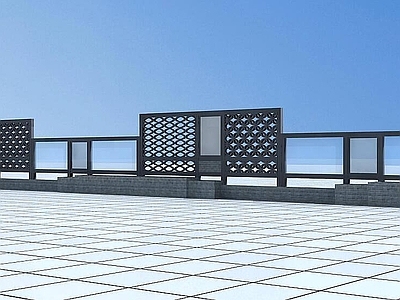 现代其他景观小品 雕花镂空景墙