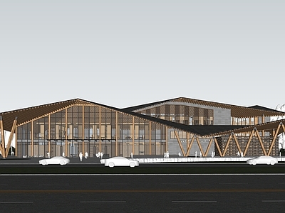 新中式展览馆建筑 展览馆