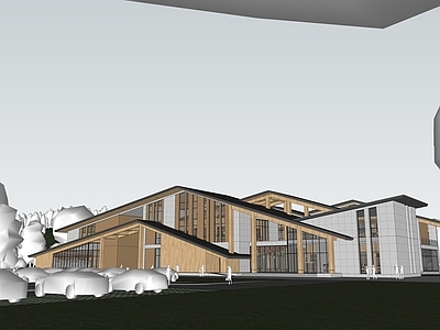 新中式展览馆建筑 展览馆