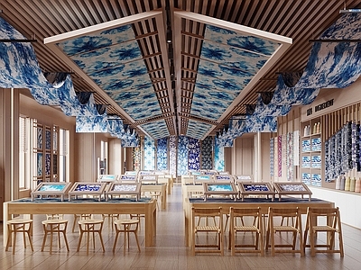 新中式教室 扎染教室 蜡染 刺绣 扎染用品 扎染桌椅