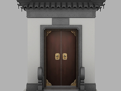 中式古建 中式建筑大门入口 中式入户大门