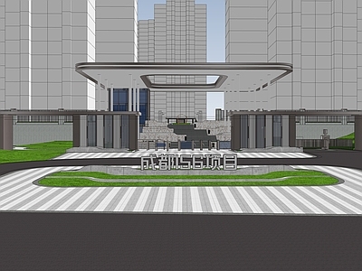 新中式售楼处建筑 新中式售楼处 儿童游乐区 售楼处景观